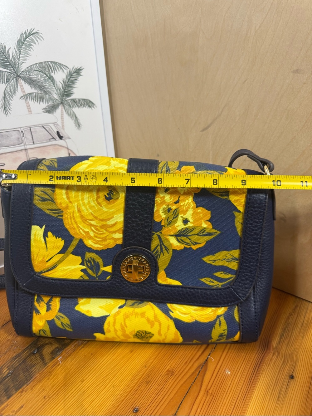 Isaac Mizrahi Navy Crossbody with Yellow Floral Print - Picture 10 of 10